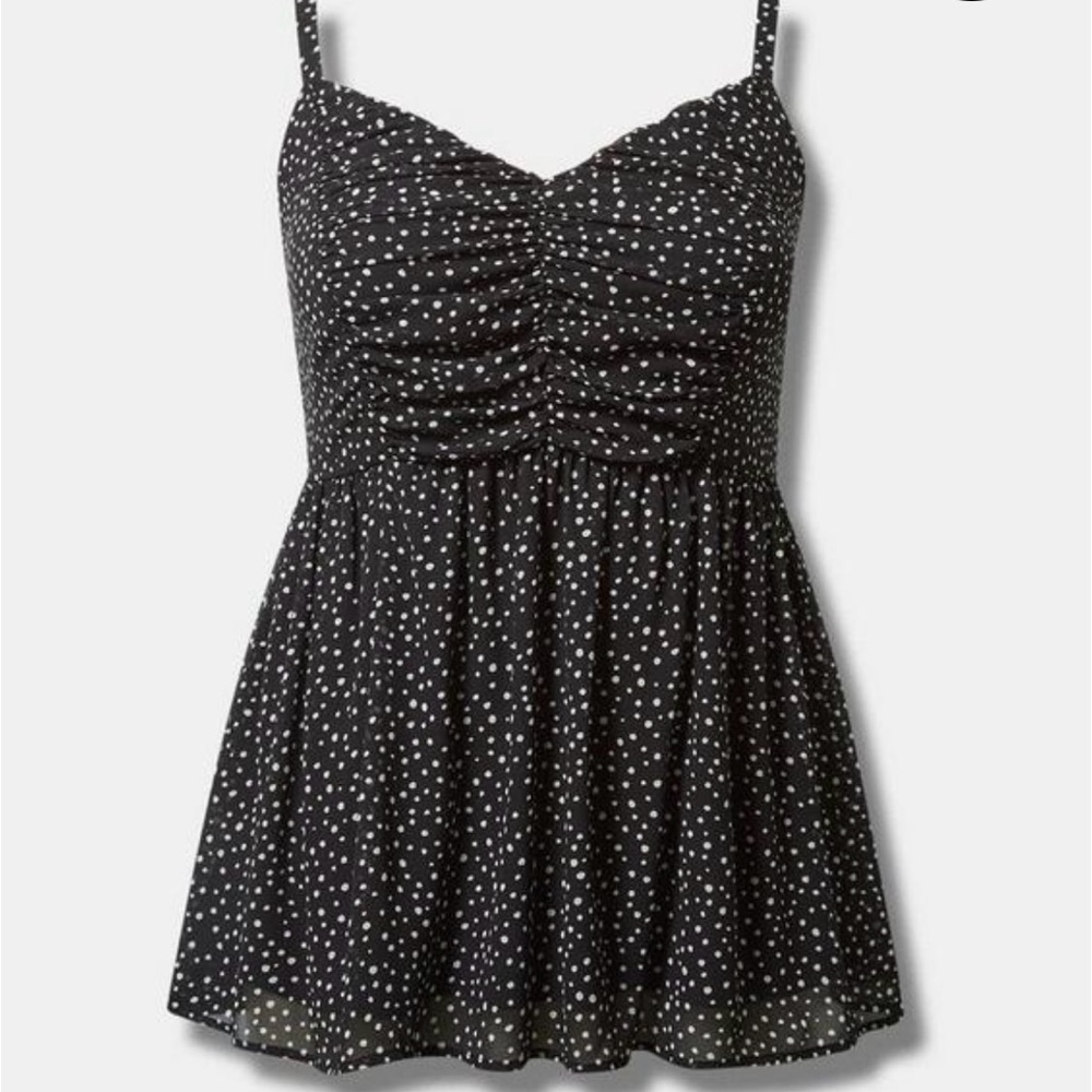 Torrid Babydoll Chiffon Shirred V-neck Tank